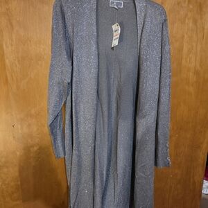 JM Collection Metallic Silver Cardigan